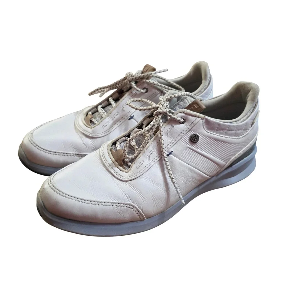 FootJoy Stratos Spikeless Golf Shoes Mens 7.5 White Leather Sneakers